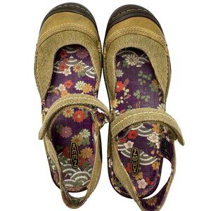 NEW Keen Womens Golden Sandal Sz 8 Mary Jane Canvas Leather Floral Comfort CUSH